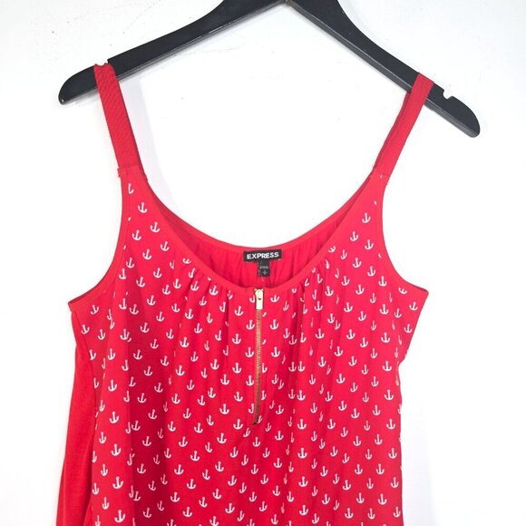 Express Red White Nautical Ship Anchor Cami Top - Picture 2 of 6